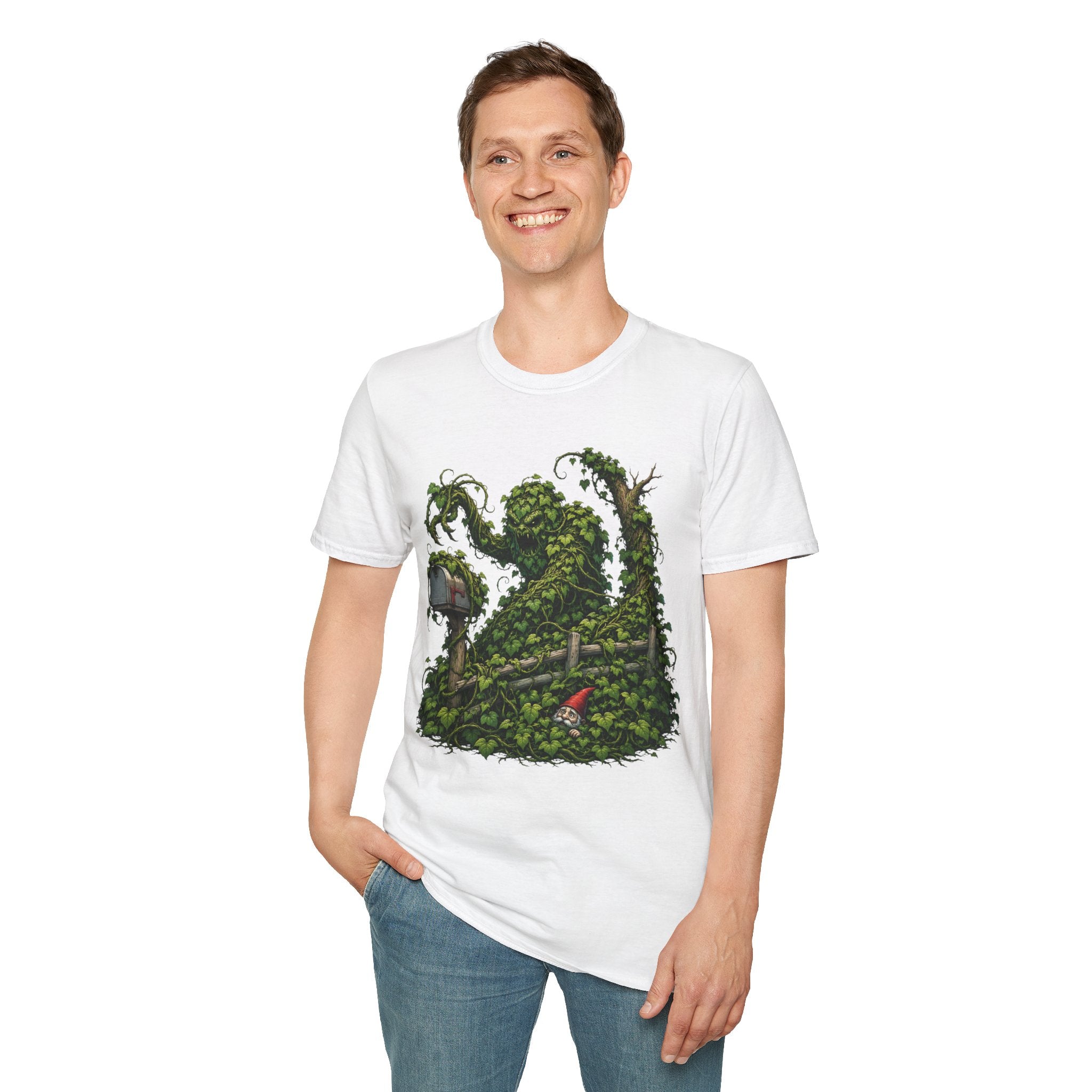 Kudzu Vine Monster with Garden Gnome Version 1 T‑Shirt