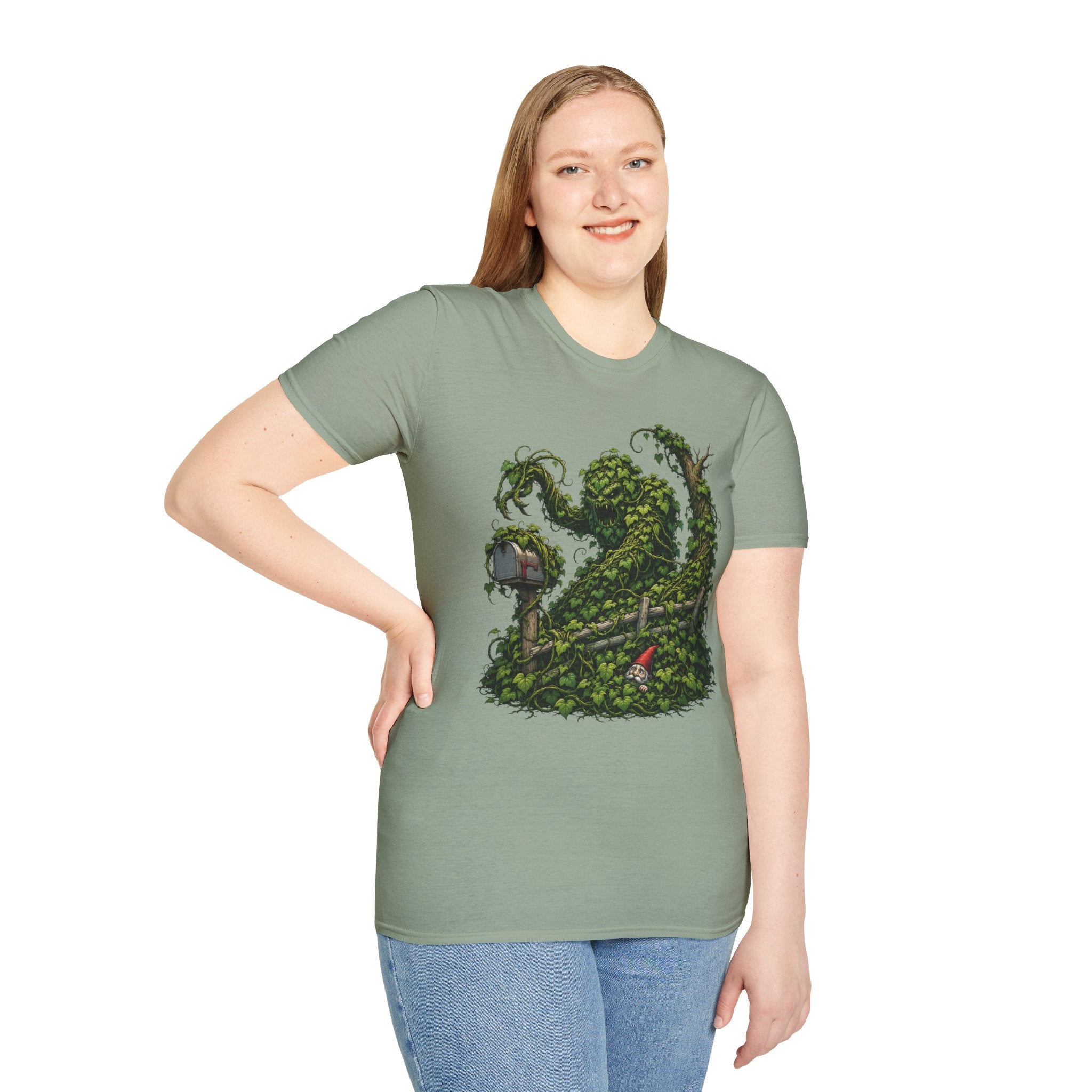 Kudzu Vine Monster with Garden Gnome Version 1 T‑Shirt