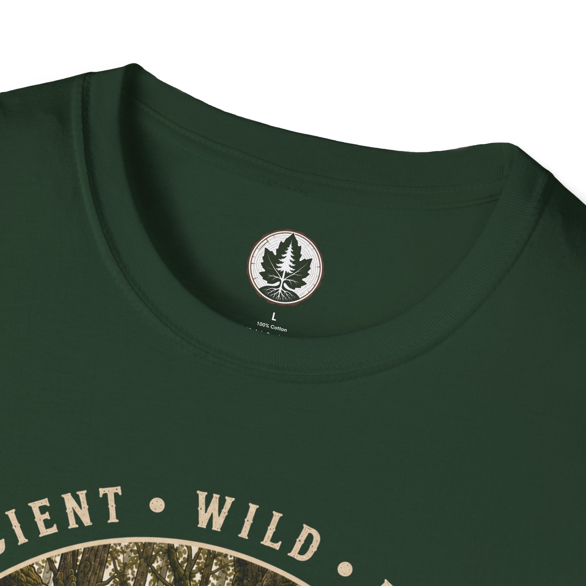 Pacific Northwest Tree T‑Shirt - "Ancient - Wild - Rooted" with Otto and Echo in the tree