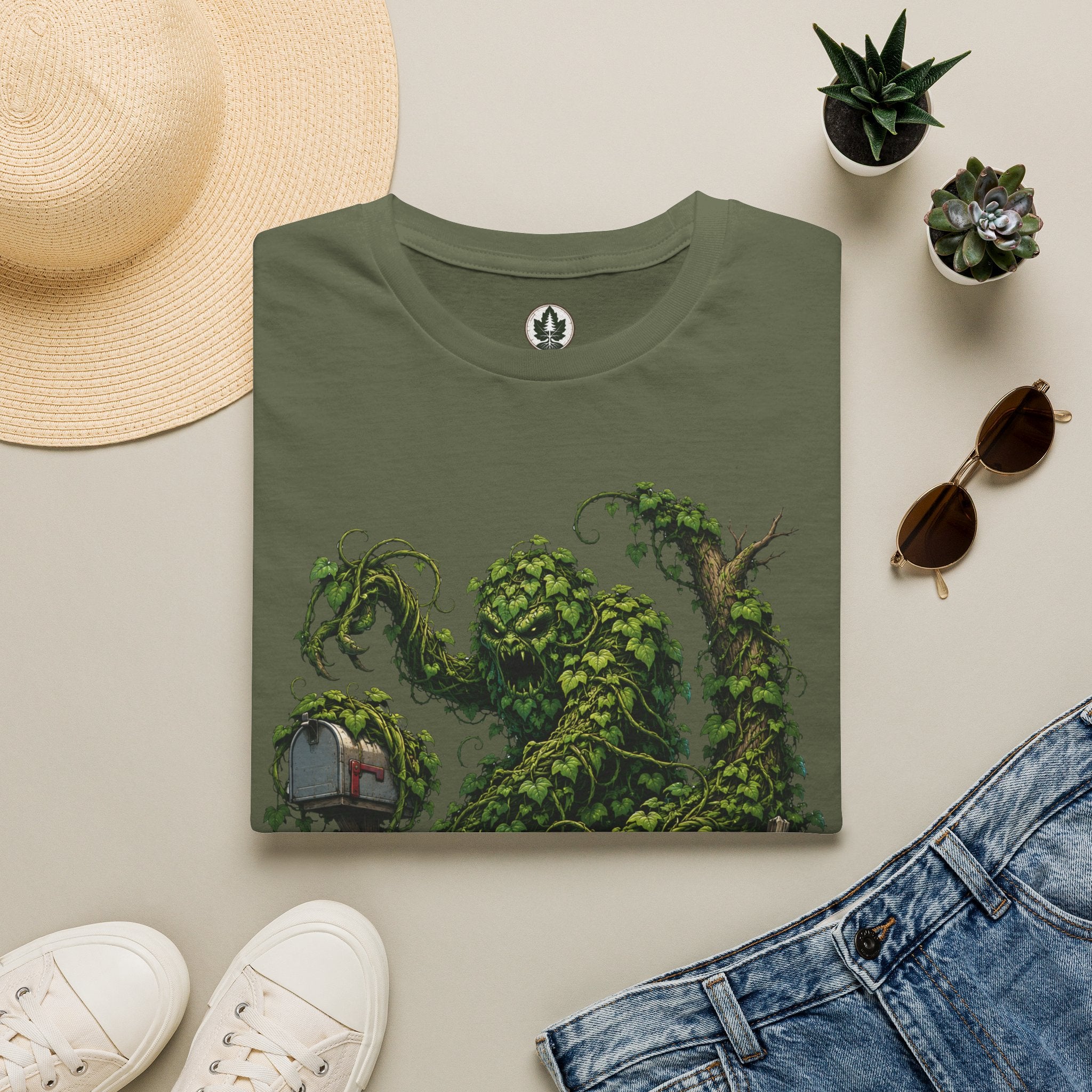 Kudzu Vine Monster with Garden Gnome Version 1 T‑Shirt
