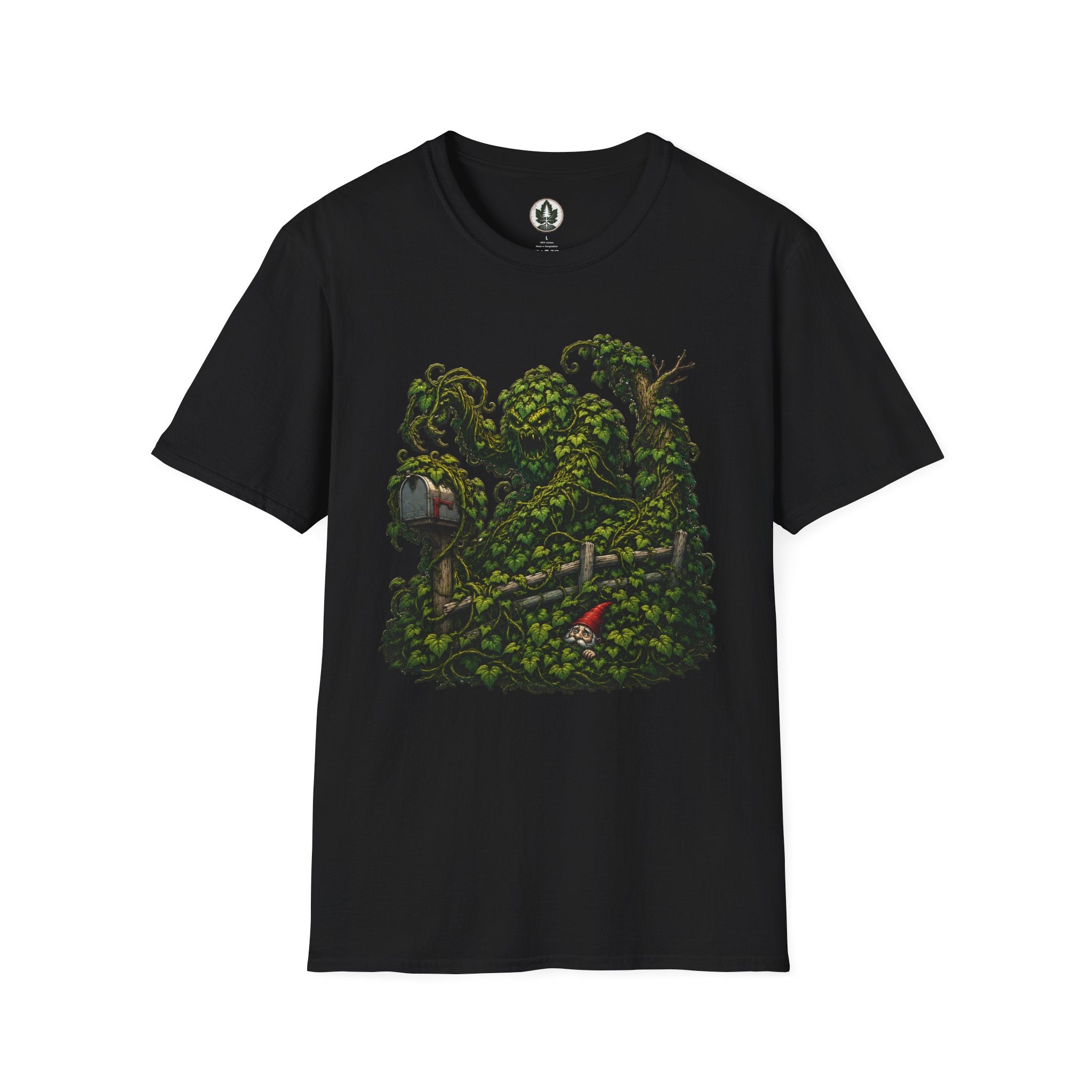 Kudzu Vine Monster with Garden Gnome Version 1 T‑Shirt
