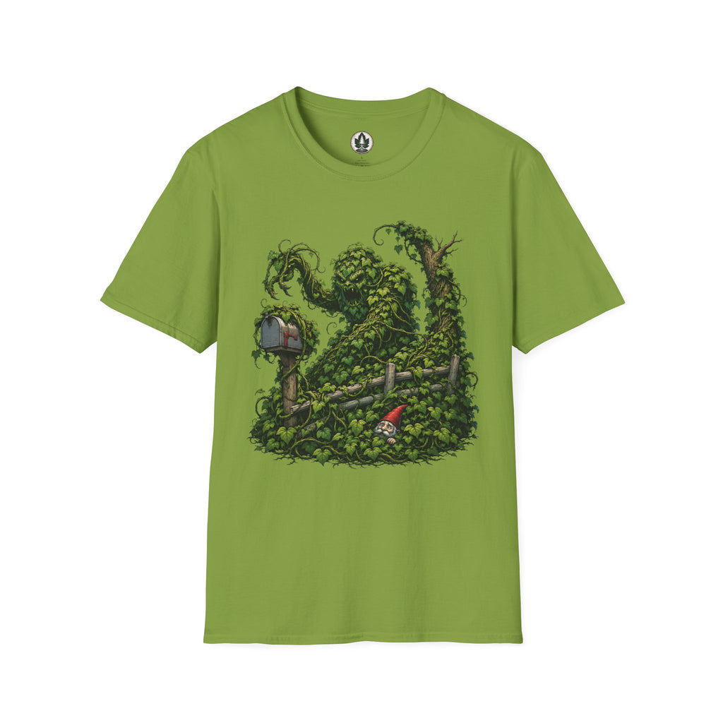 Kudzu Vine Monster with Garden Gnome Version 1 T‑Shirt
