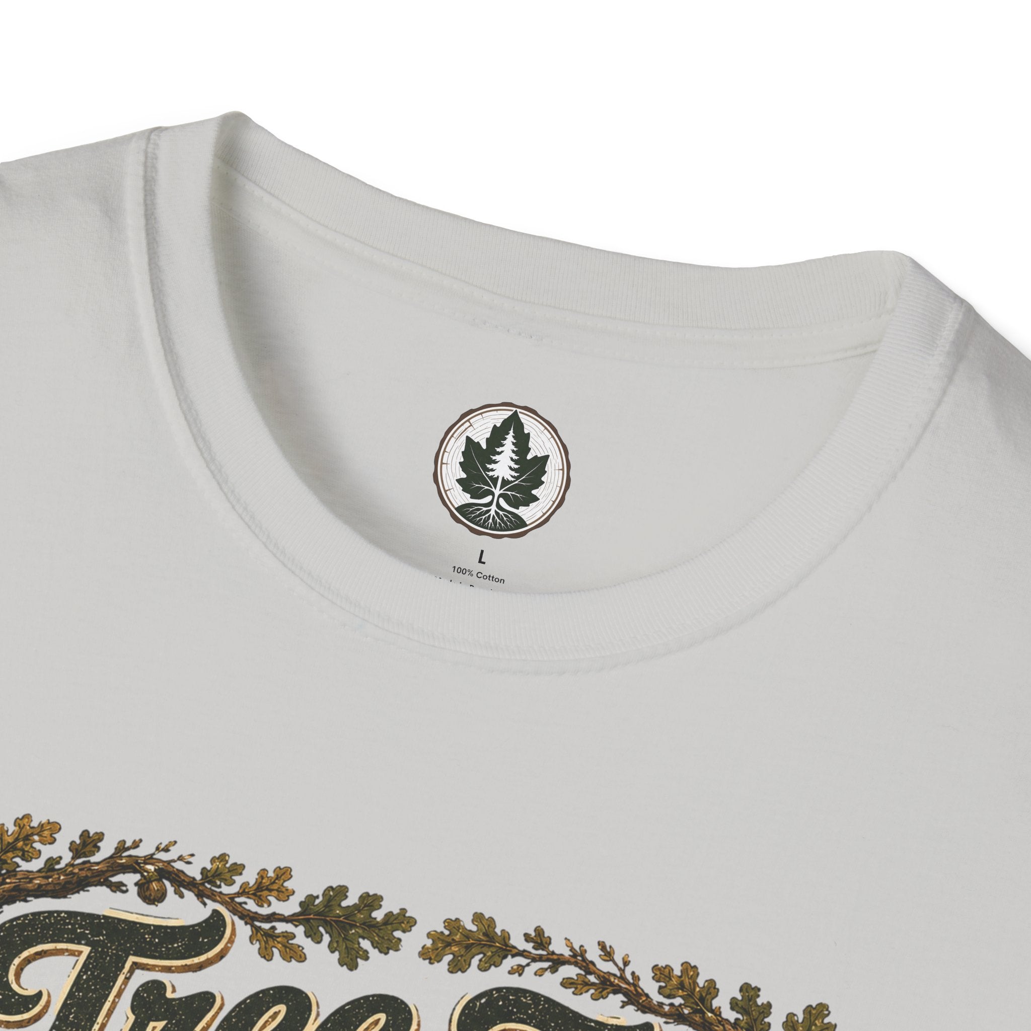 Tree Zen Version 2 Tree Rings and Oak Leaves background T‑Shirt
